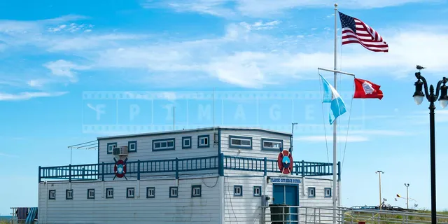 Atlantic City beach patrol building and flags