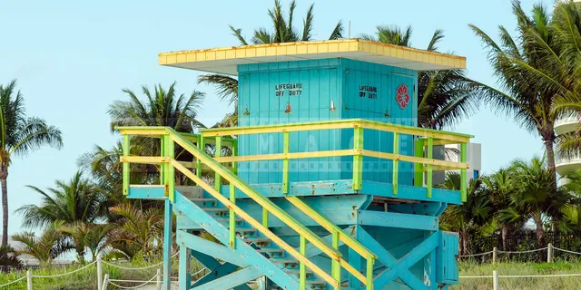 miami beach light blue lifeguard tower
