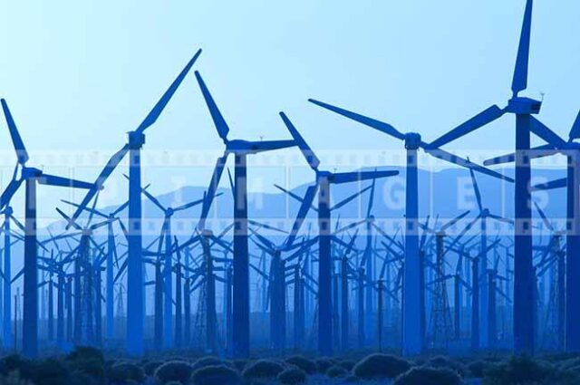 Abstract Image of a Wind Farm, Blue tones