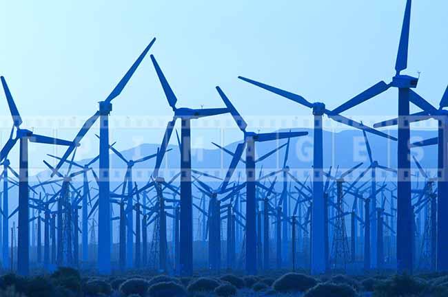  Wind Farm Abstract Industrial Image, Blue tones