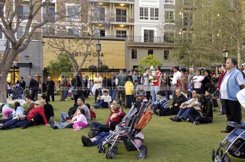 People Relaxing in the Park at the Americana