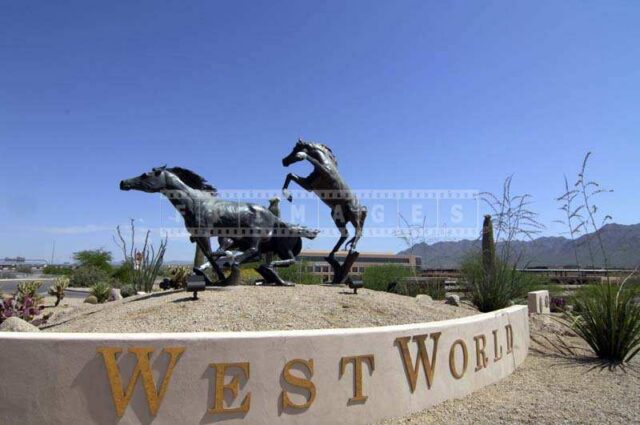 West World entrance Horses statue