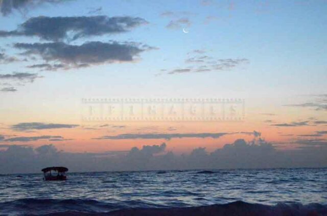 Ocean and new moon picture