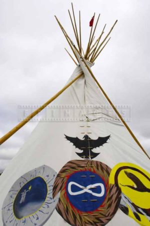 Wigwam with native symbols