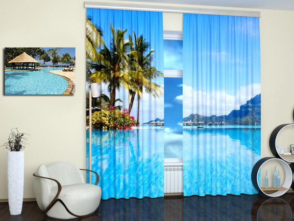Beautiful beach picture printed on a fabric