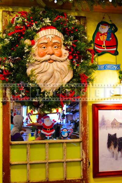 Christmas wreath with Santa's face in the middle