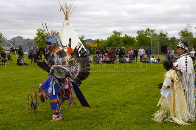 Fancy dance and traditional wigwam