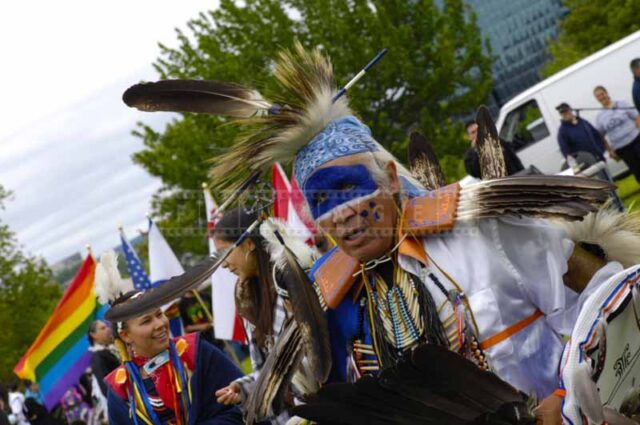 Mi'kmaq fancy dancer dutch angle portrait