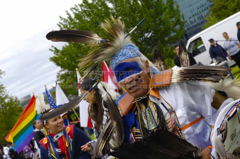 Mi'kmaq fancy dancer dutch angle portrait