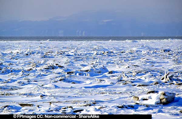 La Pocatiere view of St. Lawrence river in winter