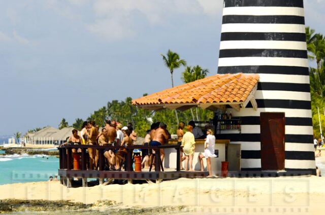 Tourists at the beach bar