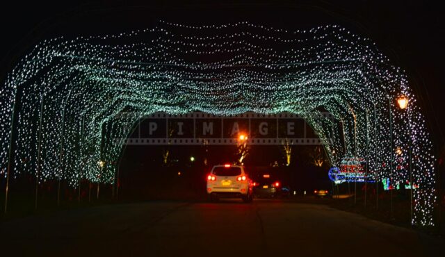 Glowing xmas lights arch