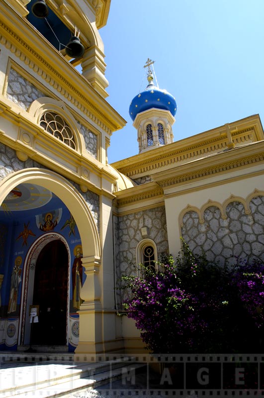 blue dome with a cross