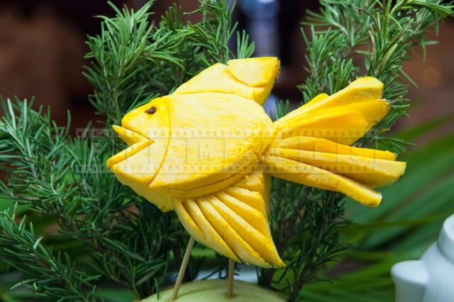 Tropical fish carved out of squash