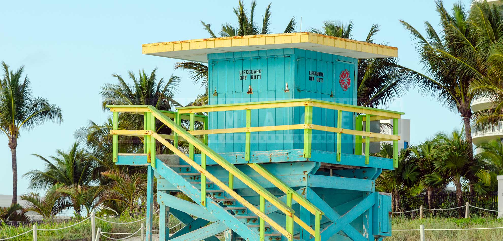 miami beach light blue lifeguard tower