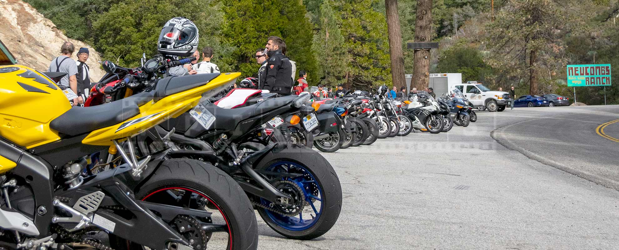 Motorbikes parked near the Ranch