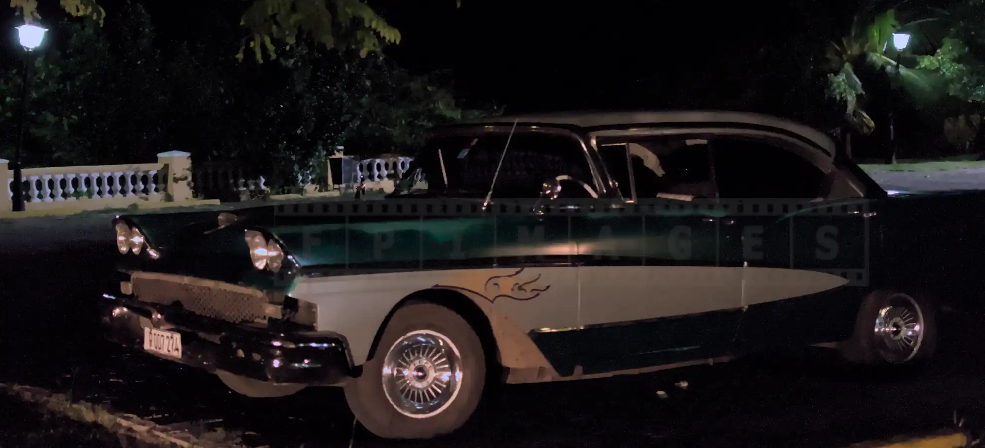 1960s Ford thunderbird at the hotel reception in Cuba