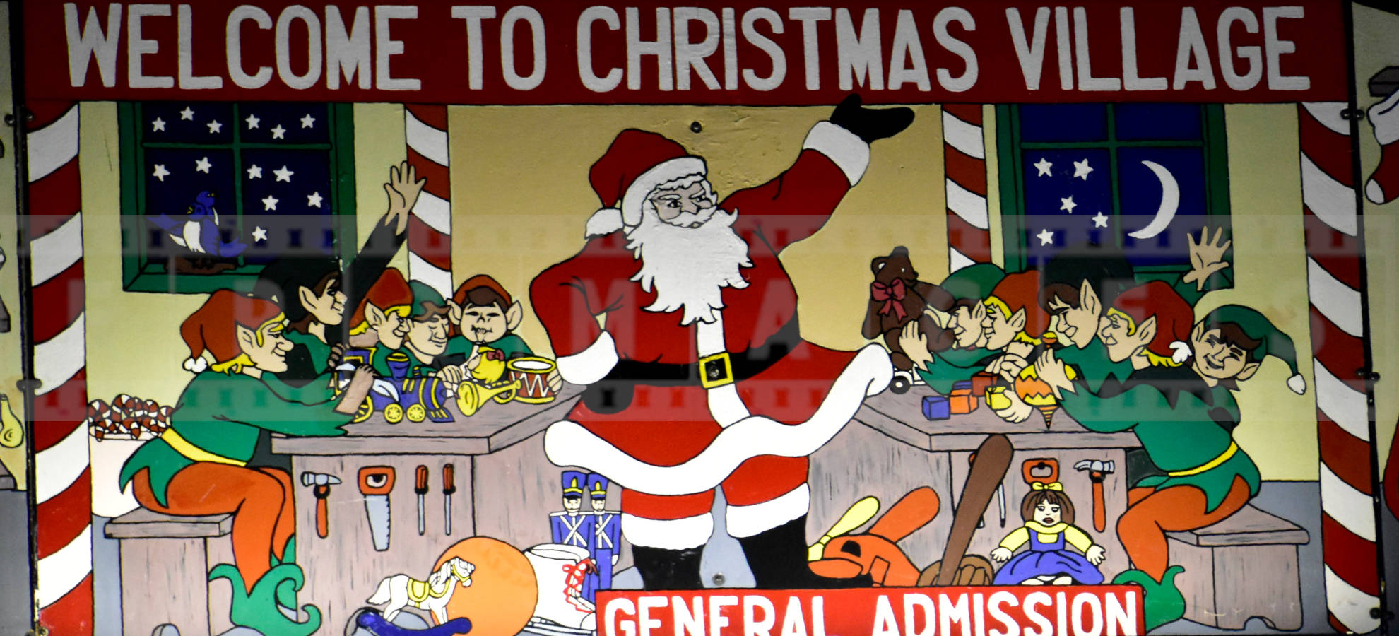 Welcoming sign to the Koziar's Christmas Village in Bernville, PA