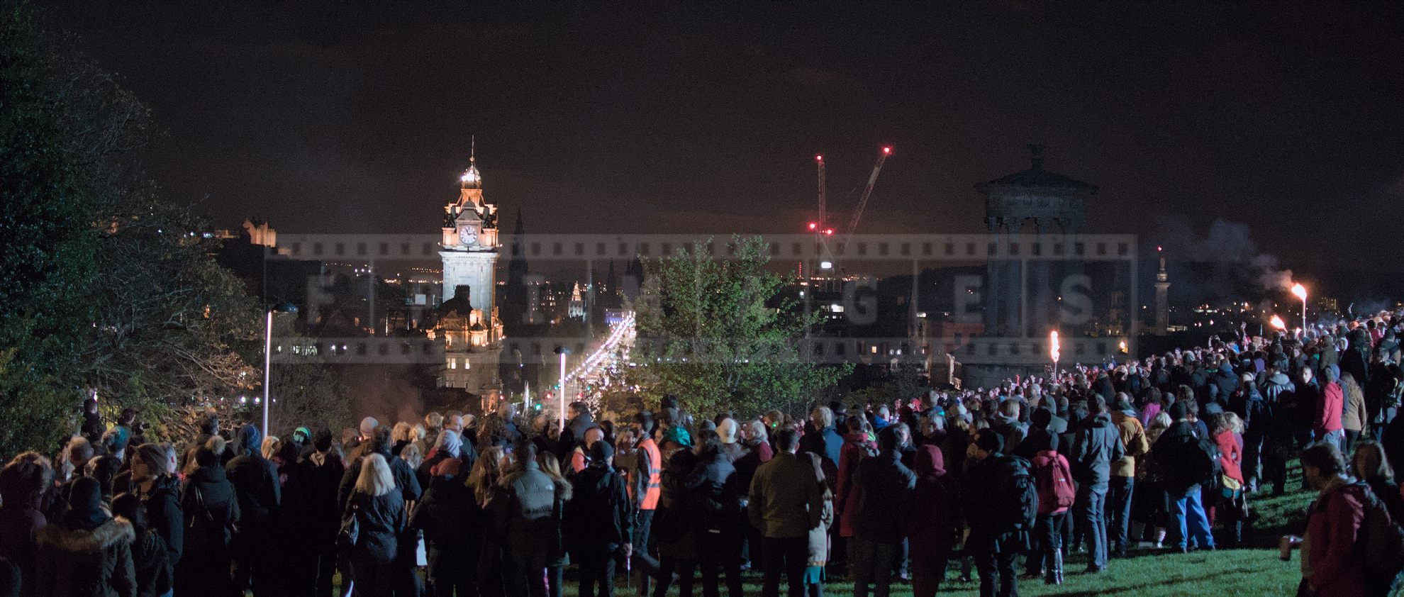 People watching final moments of Beltane Fire Show at Calton Hill, Edinburgh
