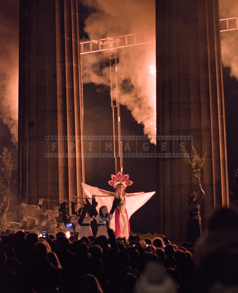 Opening ceremony with May Queen at National Monument of Scotland stage