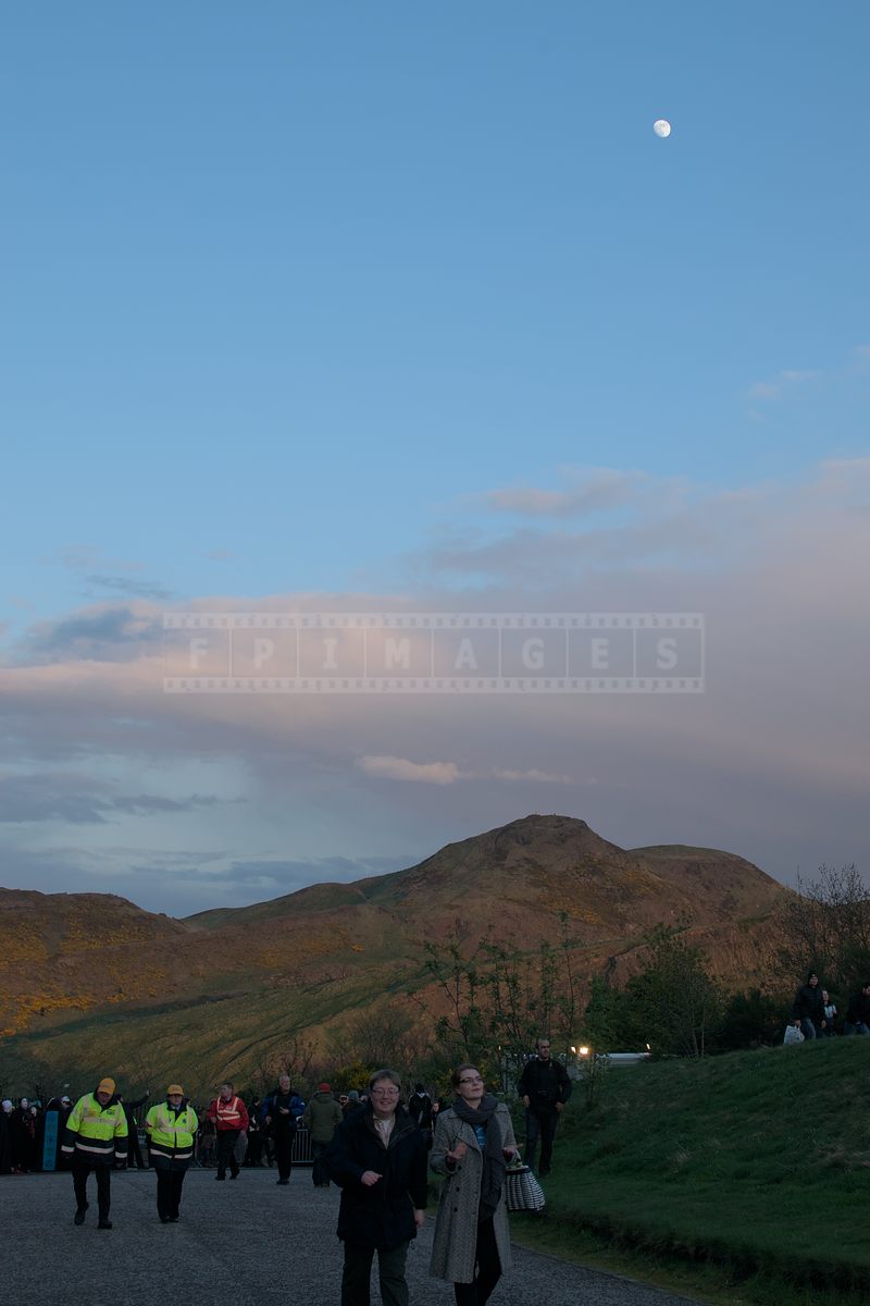 Beautiful walk to Calton Hill under the full moon Edinburgh, Scotland
