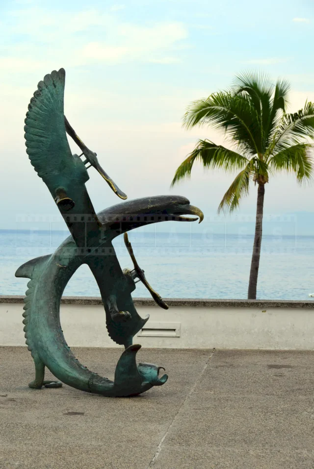 Fish-bird cross bronze art